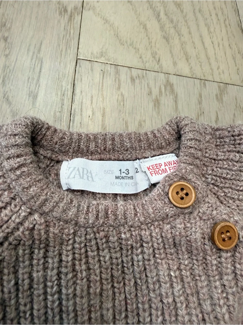 Zara Kids Three-Piece Cozy Sweater Set - Cream & Brown (2 sweaters, 1 pants)